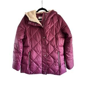 GH Bass Insulated Quilted Hooded Jacket Women’s Size L Plum Purple
